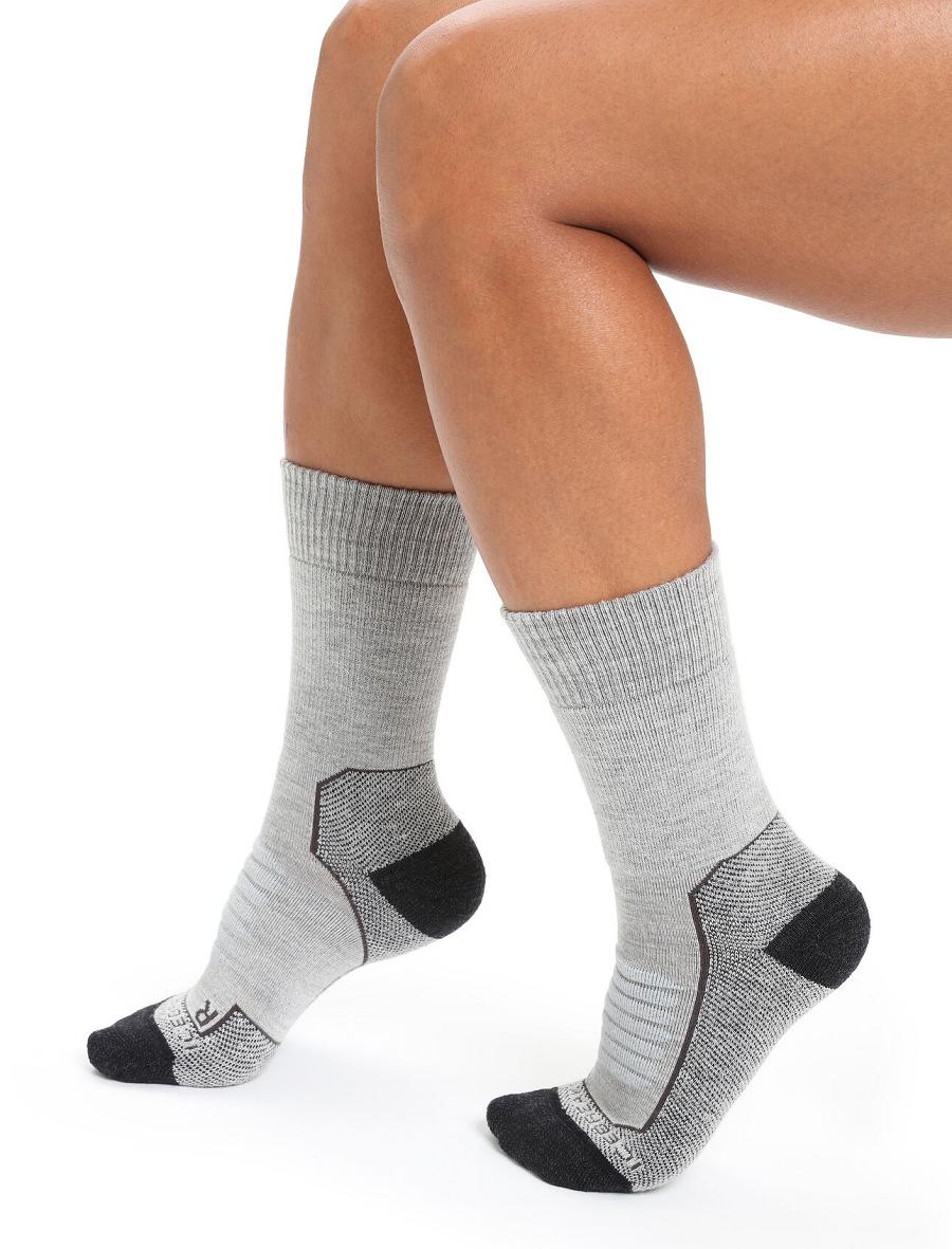 Women's Icebreaker Merino Hike+ Heavy Crew Socks Blizzard Heather | CA 1498MQZA